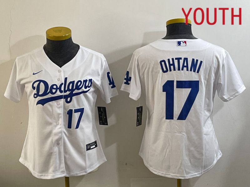 Youth Los Angeles Dodgers #17 Ohtani White Game 2024 Nike MLB Jersey style 11204